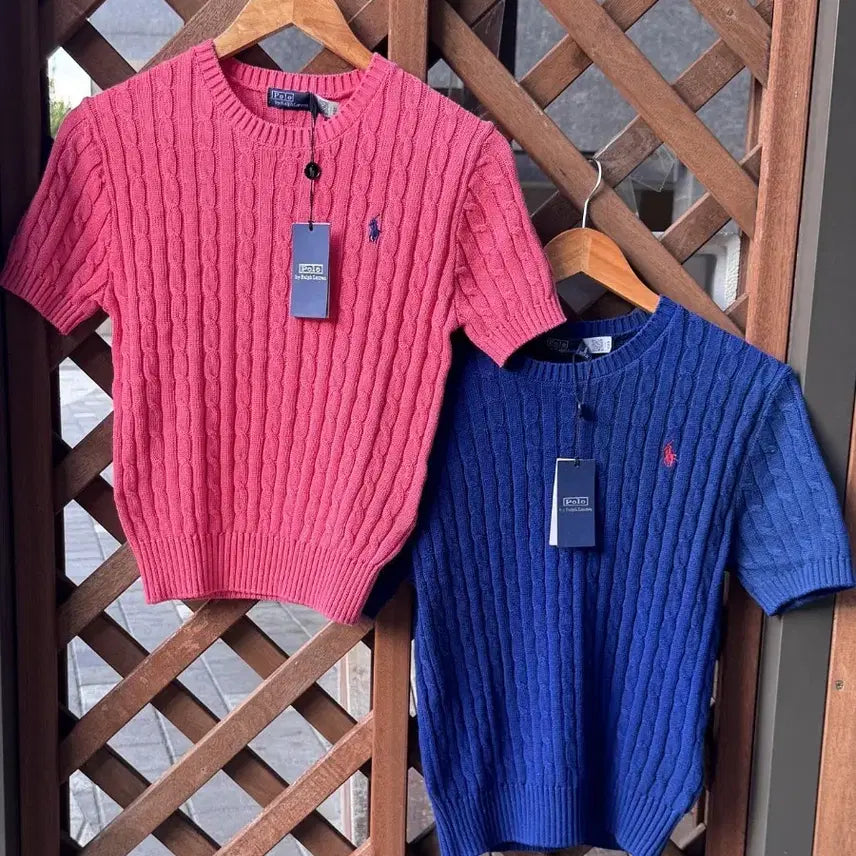 [BUNJANG] Polo Ralph Lauren Women's Short Sleeve Cable Knit Sweater / [새상품/정품]폴로 우먼 숏웨이브 케이블 반팔 니트