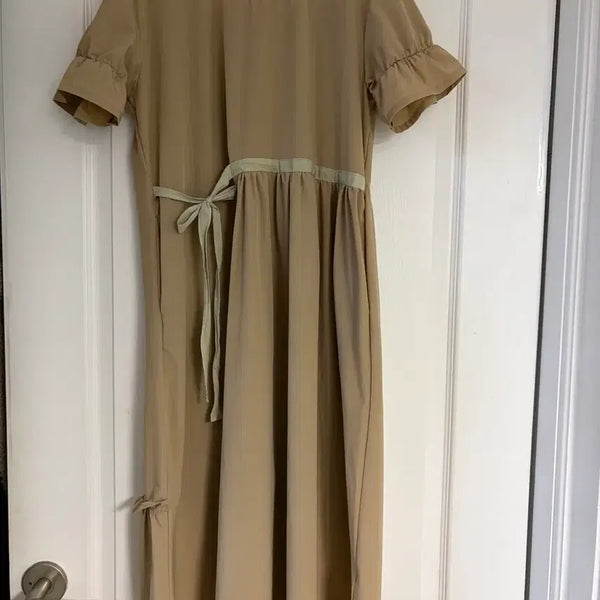 [BUNJANG] Beige Ribbon Long Dress / 베이지색 리본 원피스