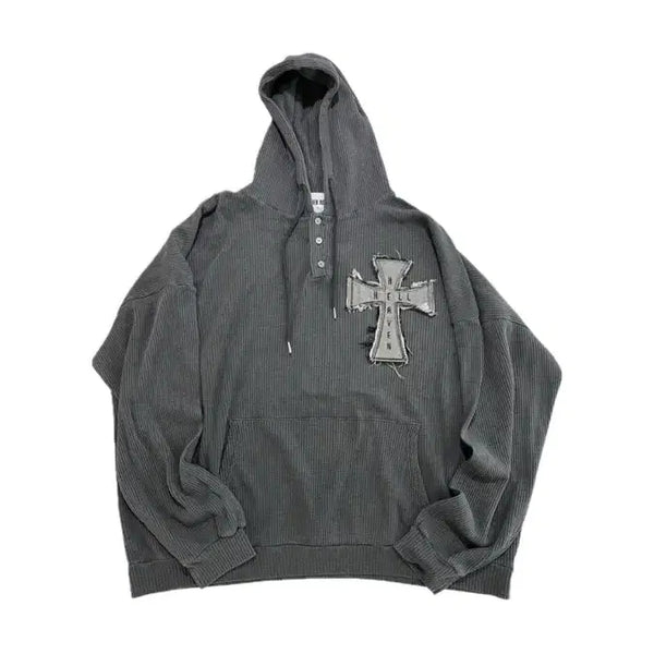 [BUNJANG] Skeatlock Pigment Henley Hoodie / 스케이터락 크로스 피그먼트 헨리넥 후디