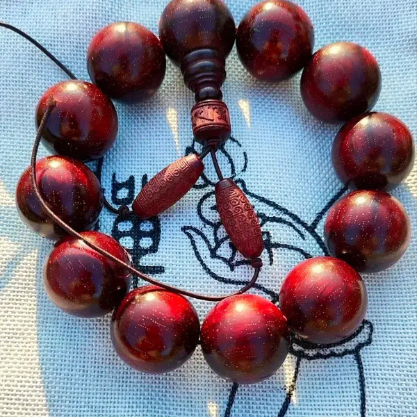 [BUNJANG] Small Leaf Zitan Wood 'Man Cheon Seong' Six-Syllable Mantra Prayer Beads Charm 20mm / 소엽자단 만천성 육자진언 각인 염주 부적 장식 20mm