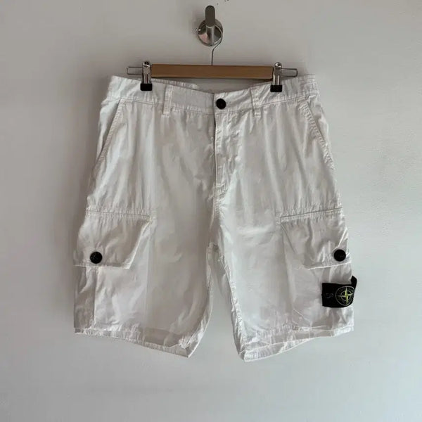 [BUNJANG] Stone Island White Cargo Shorts / Stone island 스톤아일랜드 화이트 카고 쇼츠  반바지