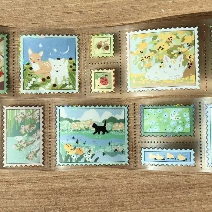 [BUNJANG] Adelie Draw Field of Flowers Kiss-Cut Sticker Tape / 아델리드로우 꽃의들판 우표 키스컷테이프 원가띵
