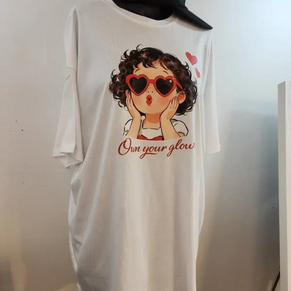 [BUNJANG] Oversized Graphic T-Shirt / 뽀글이소녀나염오버핏반팔티(새상품)