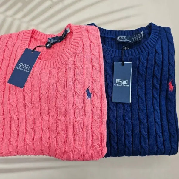[BUNJANG] Polo Ralph Lauren Cable Knit Short Sleeve Sweater / 폴로 랄프로렌 케이블 반팔 니트 /핑크,네이비