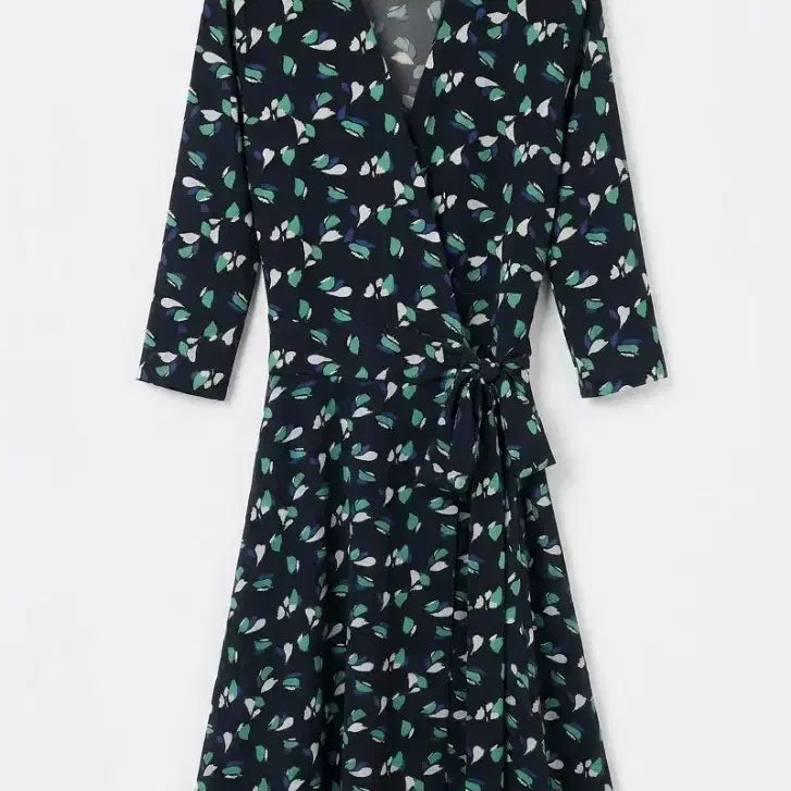 [BUNJANG] Navy Pattern Wrap Dress / 랩원피스 네이비 패턴