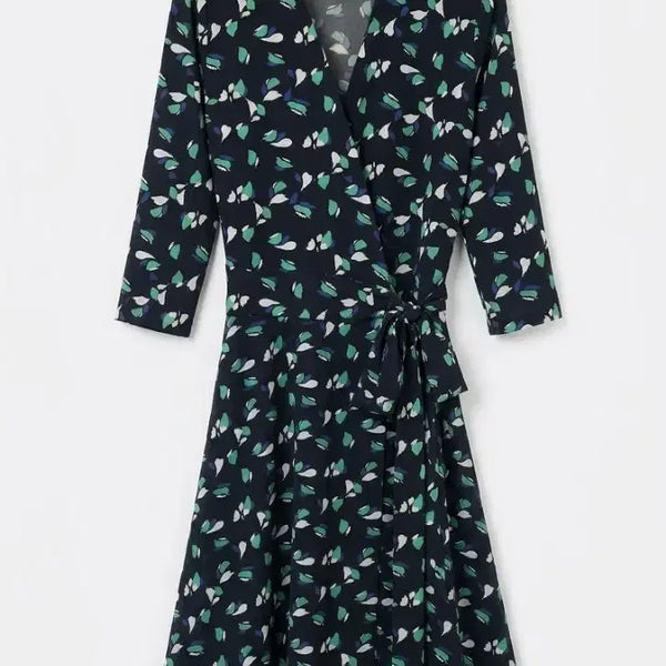 [BUNJANG] Navy Pattern Wrap Dress / 랩원피스 네이비 패턴