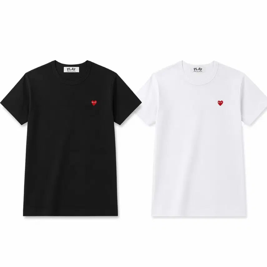 [BUNJANG] Comme des Garçons Play Mini Heart Logo T-Shirt Black/White / 꼼데가르송 플레이 미니 하트 와펜 반팔티 블랙/화이트 새상품
