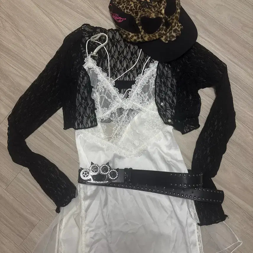 [BUNJANG] Vintage Punk Leopard Lace Coordi Set / 빈티지 펑크 호피 레이스 코디세트