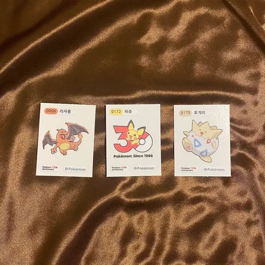 [BUNJANG] Pokemon 30th Anniversary 5th Season Sticker Set - Pikachu, Charizard, Togepi / 포켓몬스터 시즌5 30주년 띠부씰 피츄 로고 리자몽 토게피