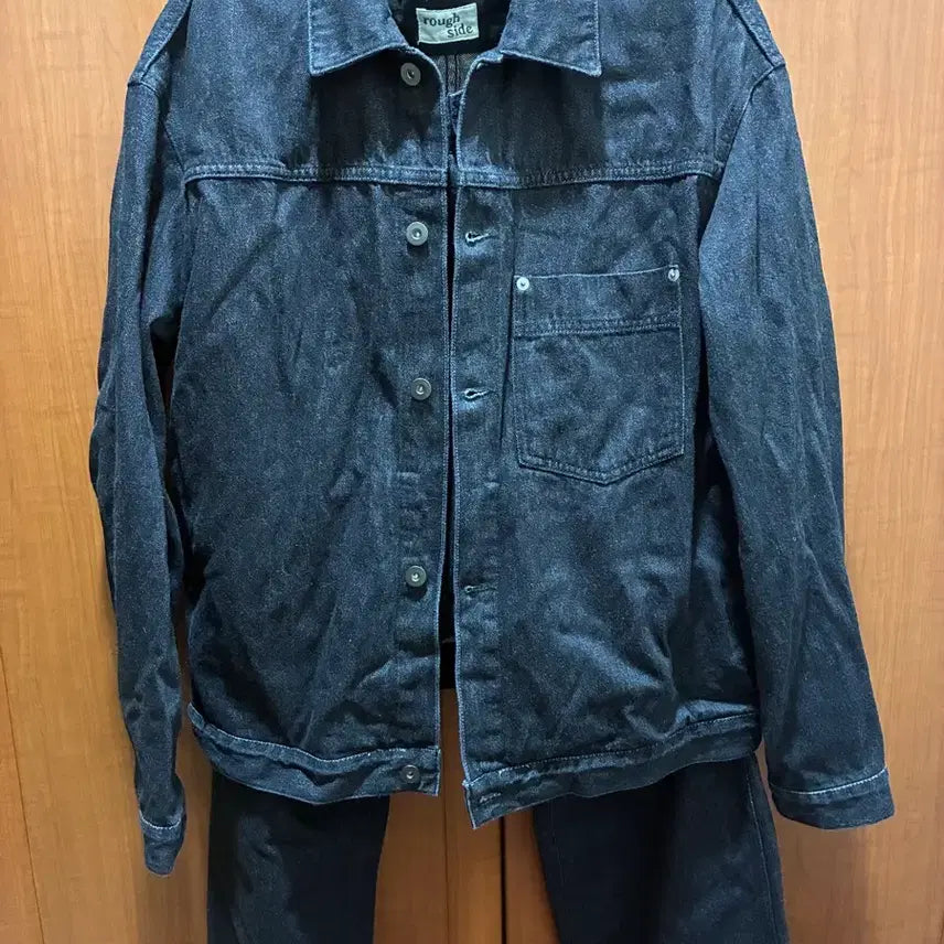 [BUNJANG] Roughside Drape Denim Black Set-up / 러프사이드 드레이프 데님 블랙 셋업