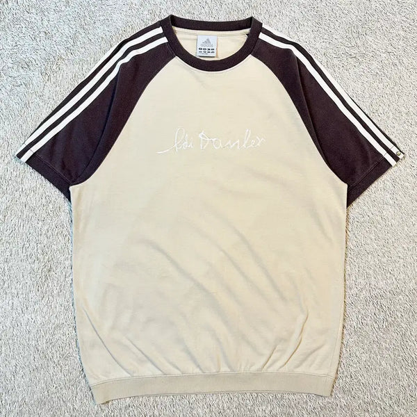 [BUNJANG] Adidas 00's Old School Color Block Short Sleeve T-Shirt Brown Beige M / [M] 00's 아디다스 올드스쿨 배색 반팔 티셔츠 브라운 베이지