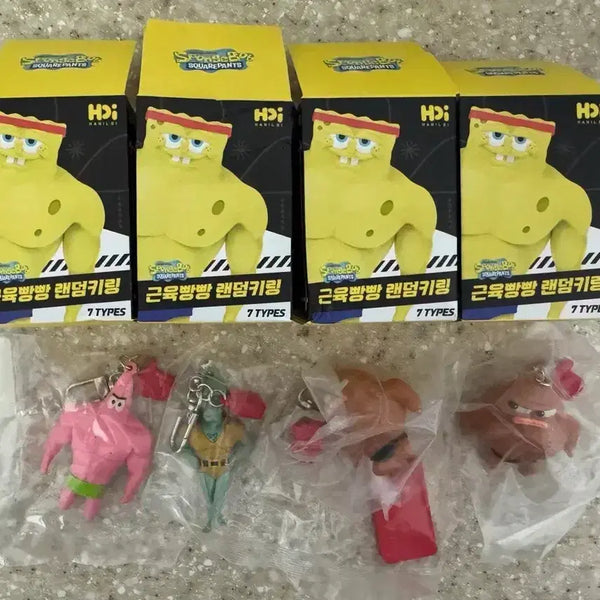 [BUNJANG] SpongeBob SquarePants Muscle Random Keyring / [새상품] 스폰지밥 근육빵빵 랜덤키링 (4종)