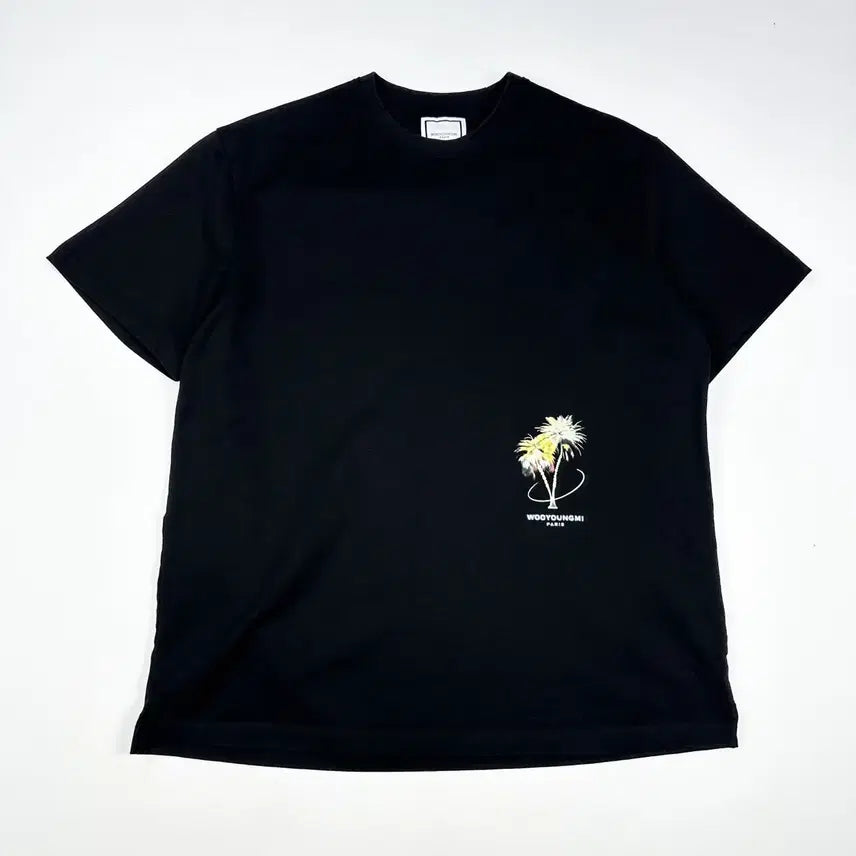 [BUNJANG] Wooyoungmi Palm Tree Graphic Short Sleeve T-Shirt Black / (48) 우영미 야자수 그래픽 반팔티 블랙