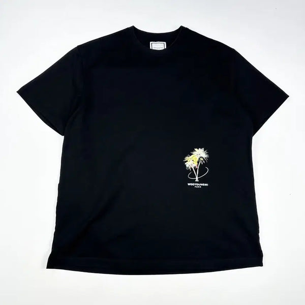 [BUNJANG] Wooyoungmi Palm Tree Graphic Short Sleeve T-Shirt Black / (48) 우영미 야자수 그래픽 반팔티 블랙