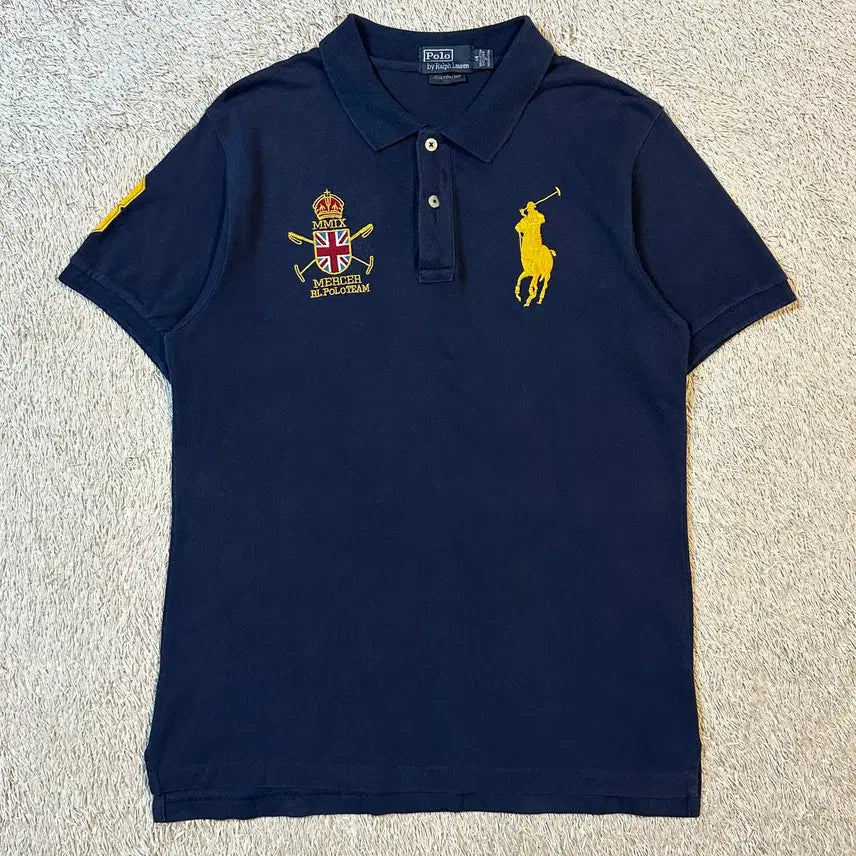 [BUNJANG] Polo Ralph Lauren Chief Keef Gold Big Pony Logo Short Sleeve Polo Shirt Navy M / [M] 희귀) 폴로 랄프로렌 치프키프 골드 빅포니 로고 반팔 카라티