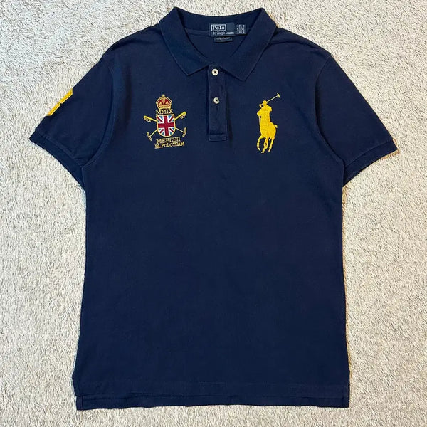 [BUNJANG] Polo Ralph Lauren Chief Keef Gold Big Pony Logo Short Sleeve Polo Shirt Navy M / [M] 희귀) 폴로 랄프로렌 치프키프 골드 빅포니 로고 반팔 카라티