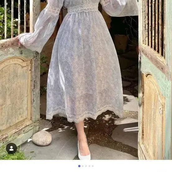 [BUNJANG] Youn Jin Floral Puff Sleeve Midi Dress / 유앤진 원피스
