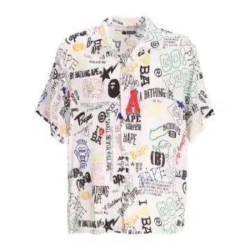 [BUNJANG] BAPE Hand Draw Open Collar 24 S/S Shirt / 베이프 핸드 드로우 오픈 칼라 24 S/S 셔츠