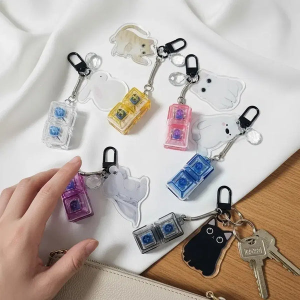 [BUNJANG] Cute Animal & LED 2-Keycap Charm Set / 귀여운동물+2구키캡키링