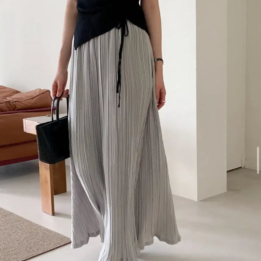 [BUNJANG] Sky Blue Pleated Midi Skirt / 플리츠스커트