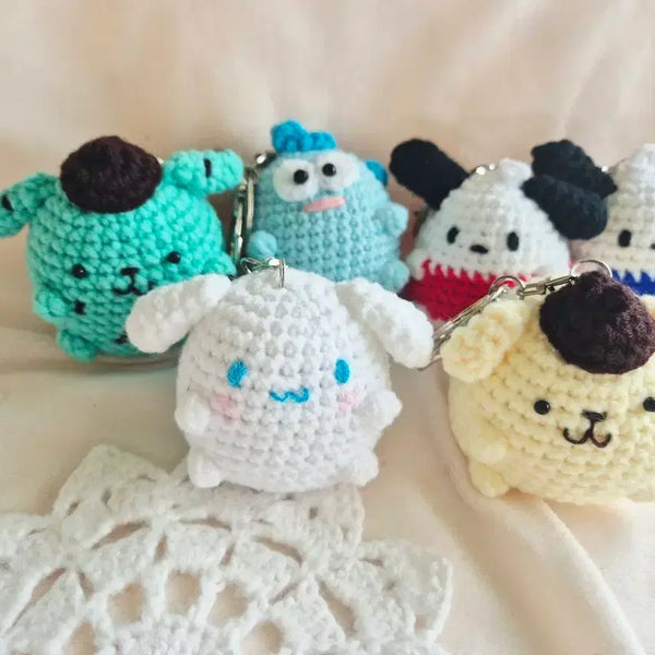 [BUNJANG] Stonyyang Sanrio Knitted Puffy Keychain - Cinnamoroll, Pochacco, Pompompurin, Hangyodon / <스토니양>뜨개 통통 산리오 키링 시나모롤 포차코 폼폼푸린 한교동
