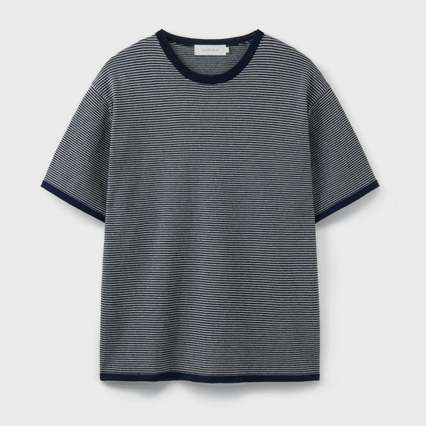 [BUNJANG] Union Blue Stripe Half Knit Navy / [XL] 유니온블루 스트라이프 하프 니트 네이비