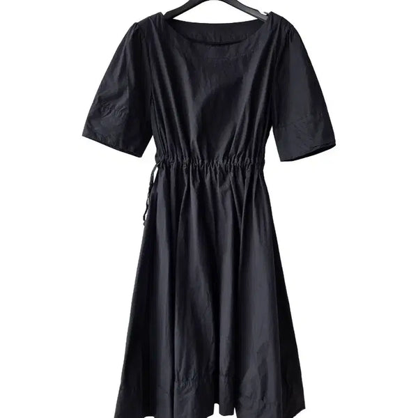[BUNJANG] Black String A-Line Dress / F/블랙 스트링 바스락 원피스
