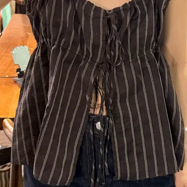 [BUNJANG] Via Plane Peco Blouse Navy / 비아플레인 피코블라우스