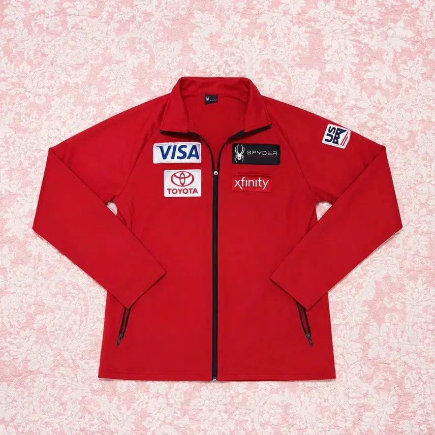 [BUNJANG] Spider USA Ski Team Zip-Up Track Jacket Red L / 스파이더 USA 스키팀 집업 트랙자켓 레드 L