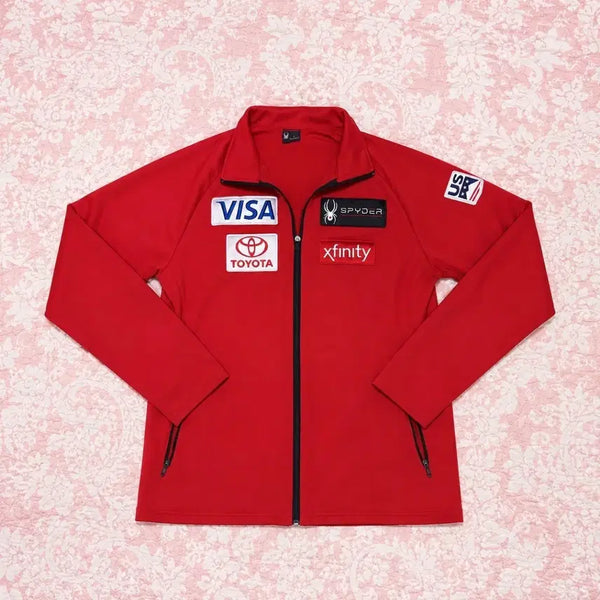 [BUNJANG] Spider USA Ski Team Zip-Up Track Jacket Red L / 스파이더 USA 스키팀 집업 트랙자켓 레드 L