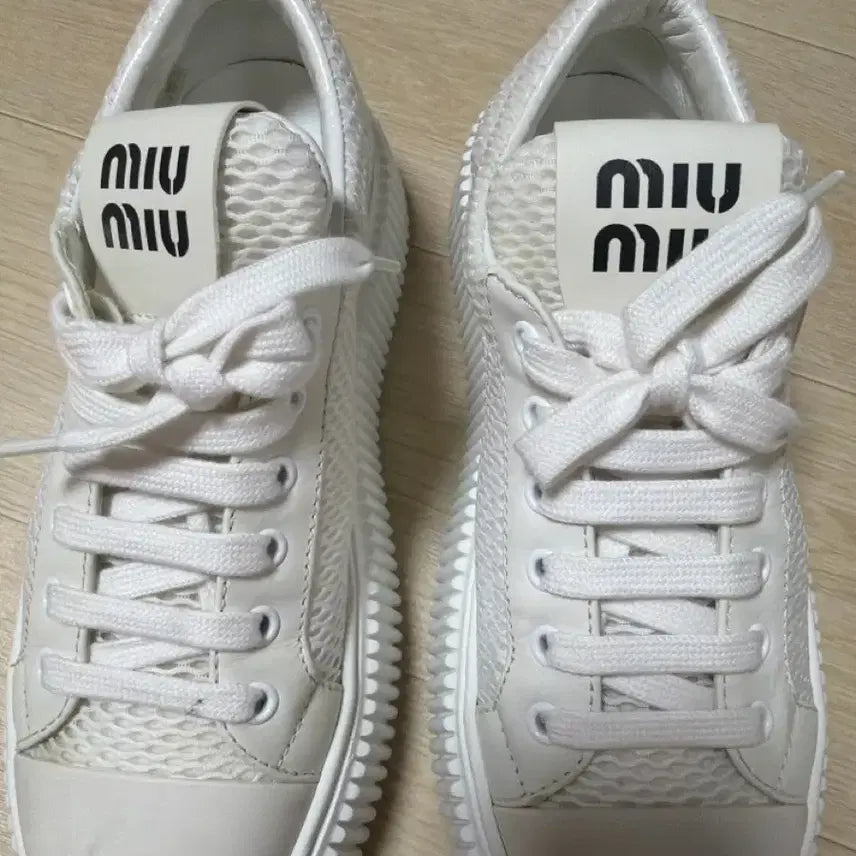 [BUNJANG] Miu Miu White Mesh Platform Sneakers / 미우미우 화이트 메쉬 플랫폼 스니커즈