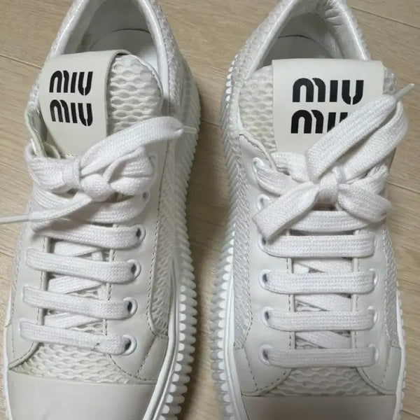 [BUNJANG] Miu Miu White Mesh Platform Sneakers / 미우미우 화이트 메쉬 플랫폼 스니커즈