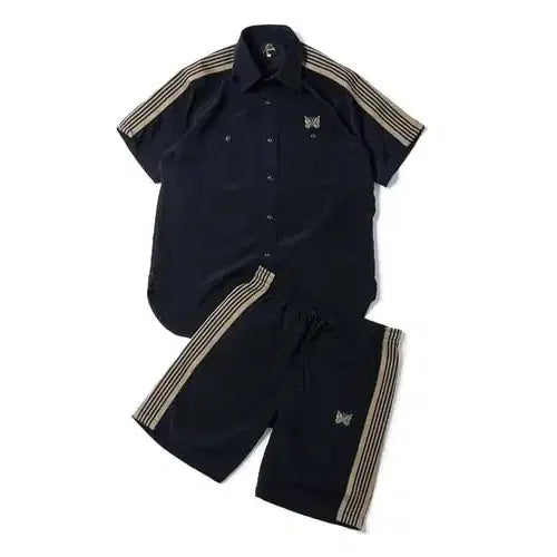 [BUNJANG] Needles x nano universe Track Work Shirt & Shorts Set Navy x Beige Size S / 니들스 x 유니버스 트랙 워크 셔츠 셋업 S