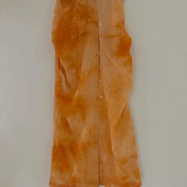 [BUNJANG] Orange Washed Shirring Long Skirt / (새상품) 오렌지 워싱느낌 셔링 롱스커트