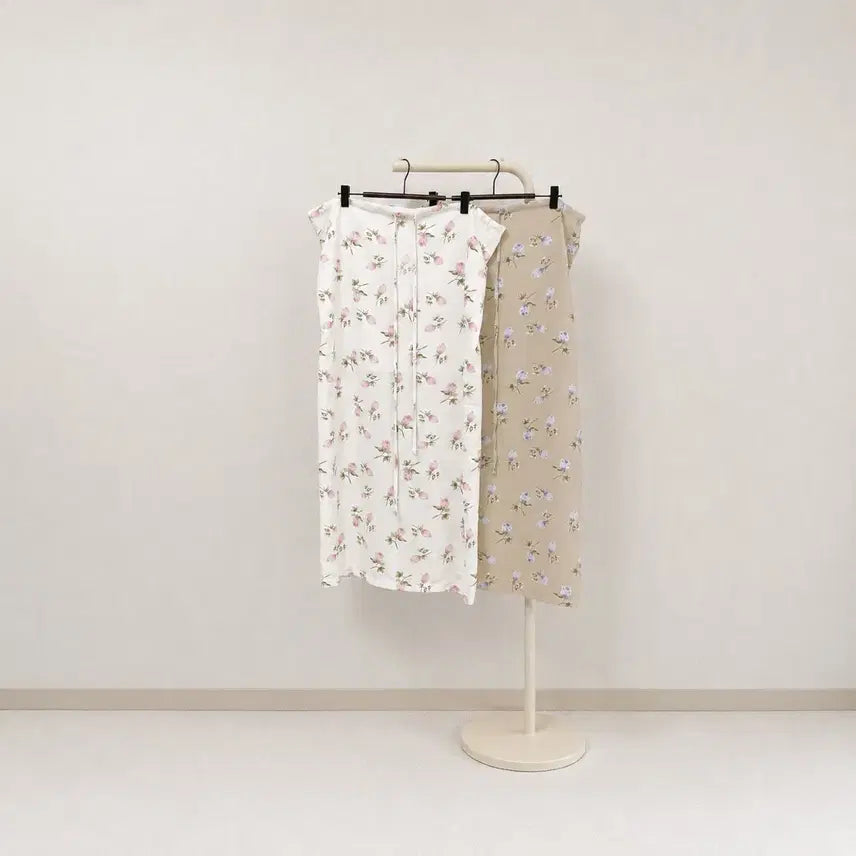 [BUNJANG] Floral Pattern Long Skirt Beige / (샘플세일)플로럴 패턴 롱 스커트 베이지