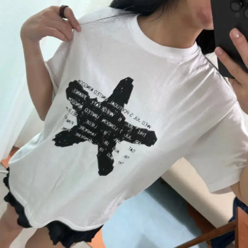 [BUNJANG] Graphic Print Short Sleeve T-Shirt White / (샘플세일)그래픽 프린트 반팔 티셔츠 화이트