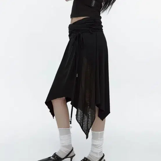 [BUNJANG] Knit Layer Drape Skirt Black / 러프넥 Knit Layer Drape Skirt Black