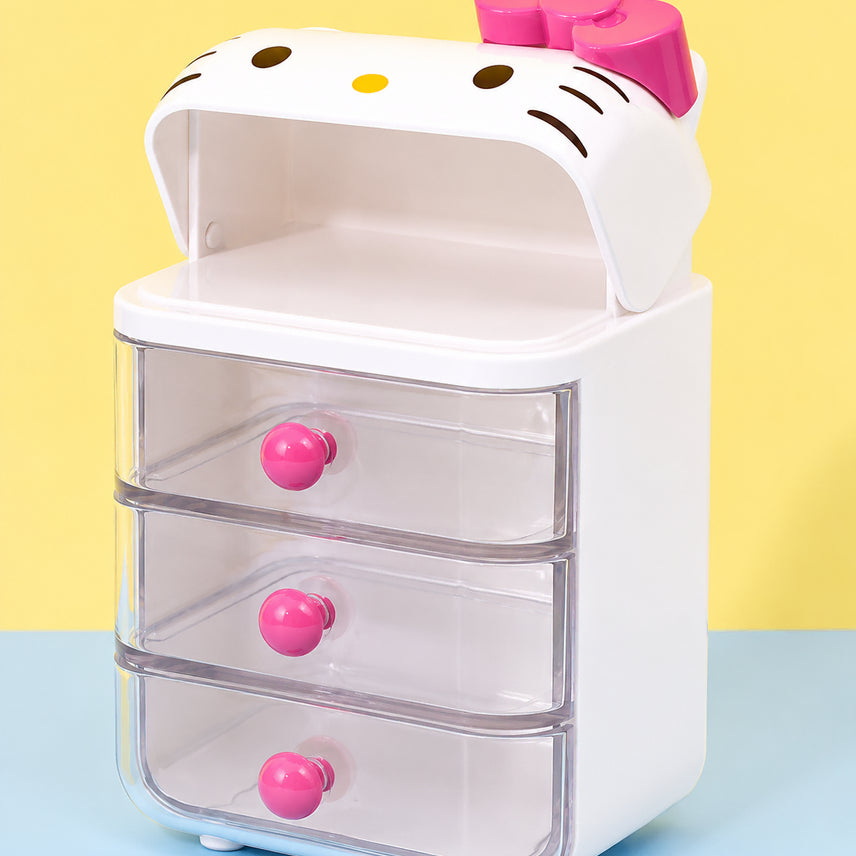 [BUNJANG] Miniso Sanrio Hello Kitty 3-Tier Storage Drawer Organizer / [정품] 미니소 산리오 헬로키티 3단 수납함 서랍함 정리함 보관함