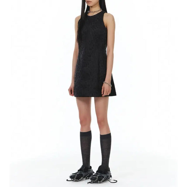 [BUNJANG] Yunse Leopard Print Mini Dress Charcoal / (새상품/원가19만) yunse 윤세 레오파드 원피스 차콜