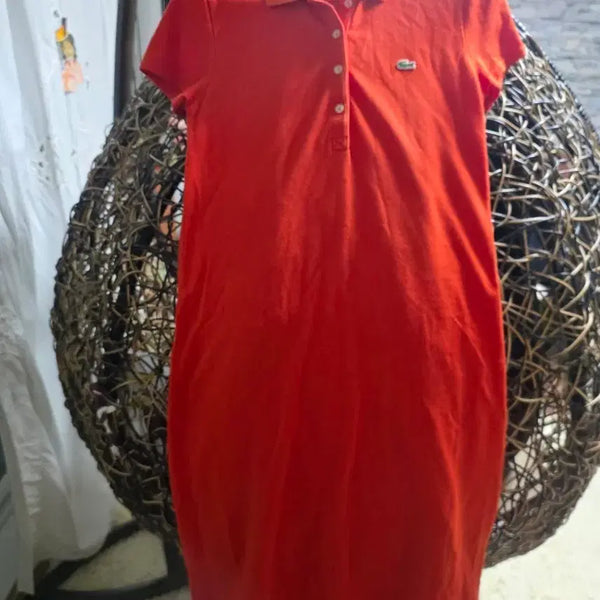 [BUNJANG] Lacoste Women's Short Sleeve Midi Dress Orange / 라코스테 여성 반팔 원피스 오렌지