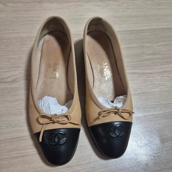 [BUNJANG] Chanel Ballerina Flats Beige/Black / 샤넬 발레리나 플랫 슈즈 베이지/블랙(정품)