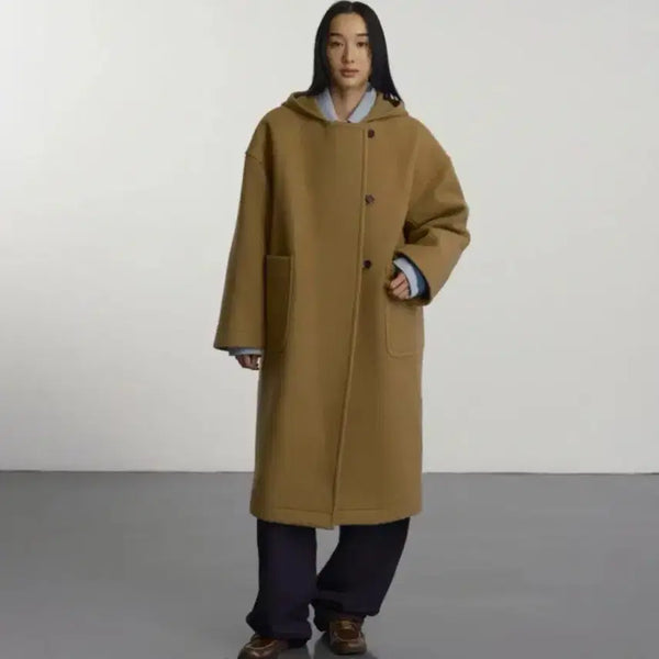 [BUNJANG] GBH Hooded Double Coat Camel / 택달린새상품) GBH 지비에이치 후드 더블 코트 카멜