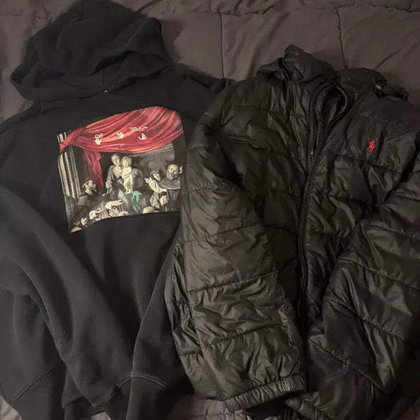 [BUNJANG] Off-White Caravaggio Arrows Hoodie & Polo Lightweight Puffer Jacket Bundle / 오프화이트 후드티 / 폴로 경량패딩 일괄 판매