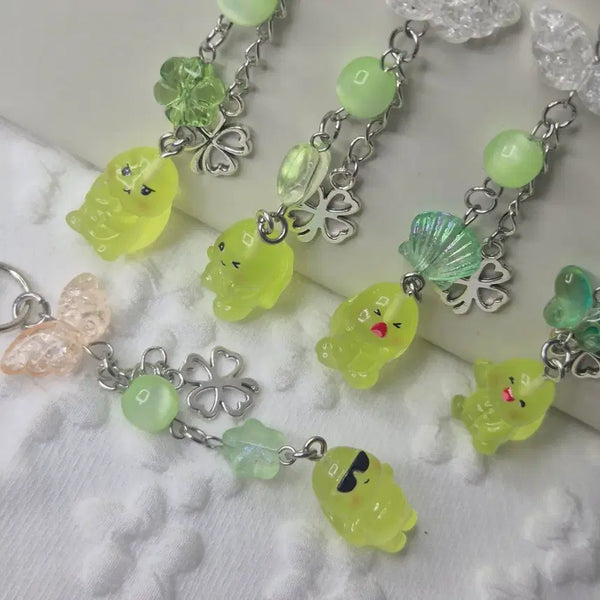 [BUNJANG] Glow-in-the-Dark Turtle Bead Keychain / 야광거북이 비즈키링