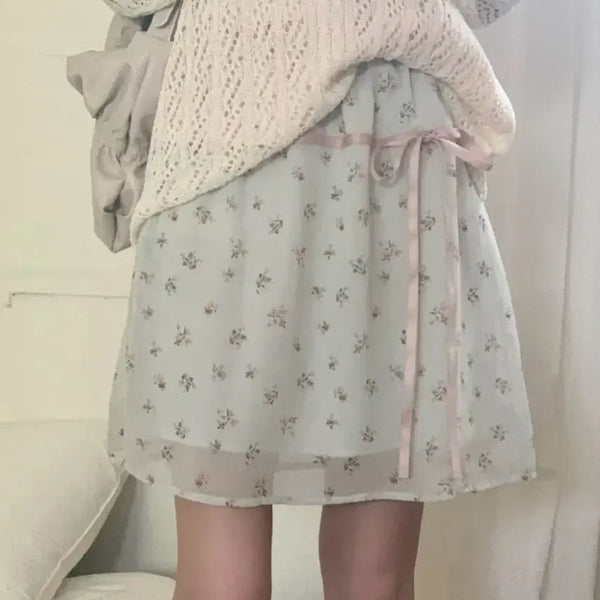 [BUNJANG] Ably Mint Flower Pattern Mini Skirt / 에이블리 민트플라워 스커트 교신 가능