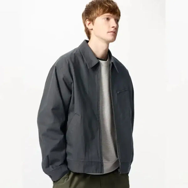 [BUNJANG] Uniqlo Zip-up Blouson Jacket - Grey (XL) / [XL] 유니클로 집업 블루종 그레이