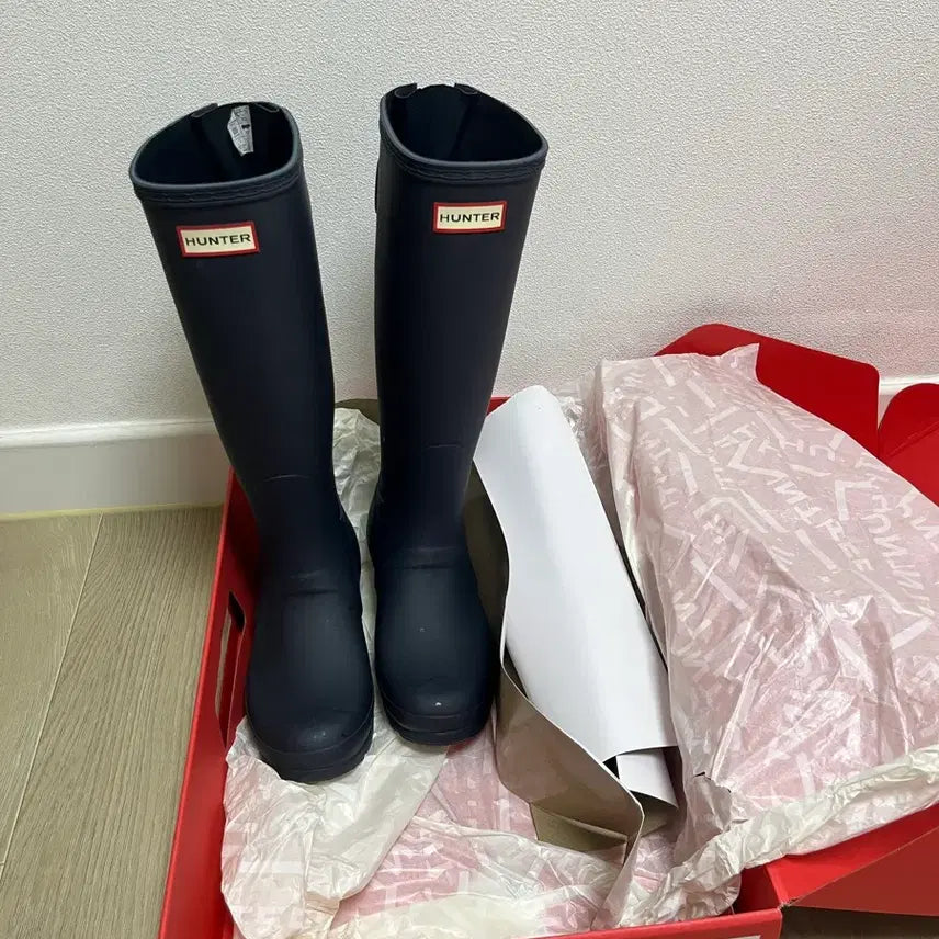 [BUNJANG] Hunter Original Adjustable Tall Rain Boots - Navy / (새상품)헌터 오리지날 백 어드저스터블 톨 레인부츠 - 네이비