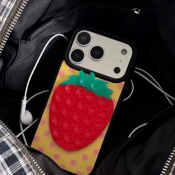 [BUNJANG] Strawberry Shaped Suction Pad for Smartphones / 새상품) 딸기모양 흡착패드