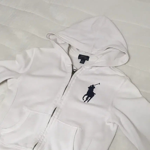 [BUNJANG] Polo Ralph Lauren Vintage Big Pony Full-Zip Hoodie White / 폴로 빈티지 빅포니 후드집업 화이트 흰색