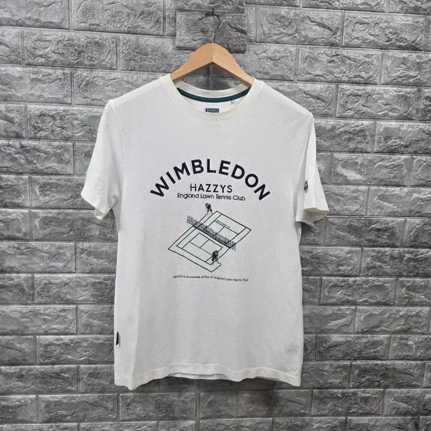 [BUNJANG] Hazzys Wimbledon Tennis Short-Sleeve T-Shirt White Size 95 (Fits Larger) / 헤지스 윔블던 테니스 반팔 티셔츠 화이트  사이즈 95 크게나옴